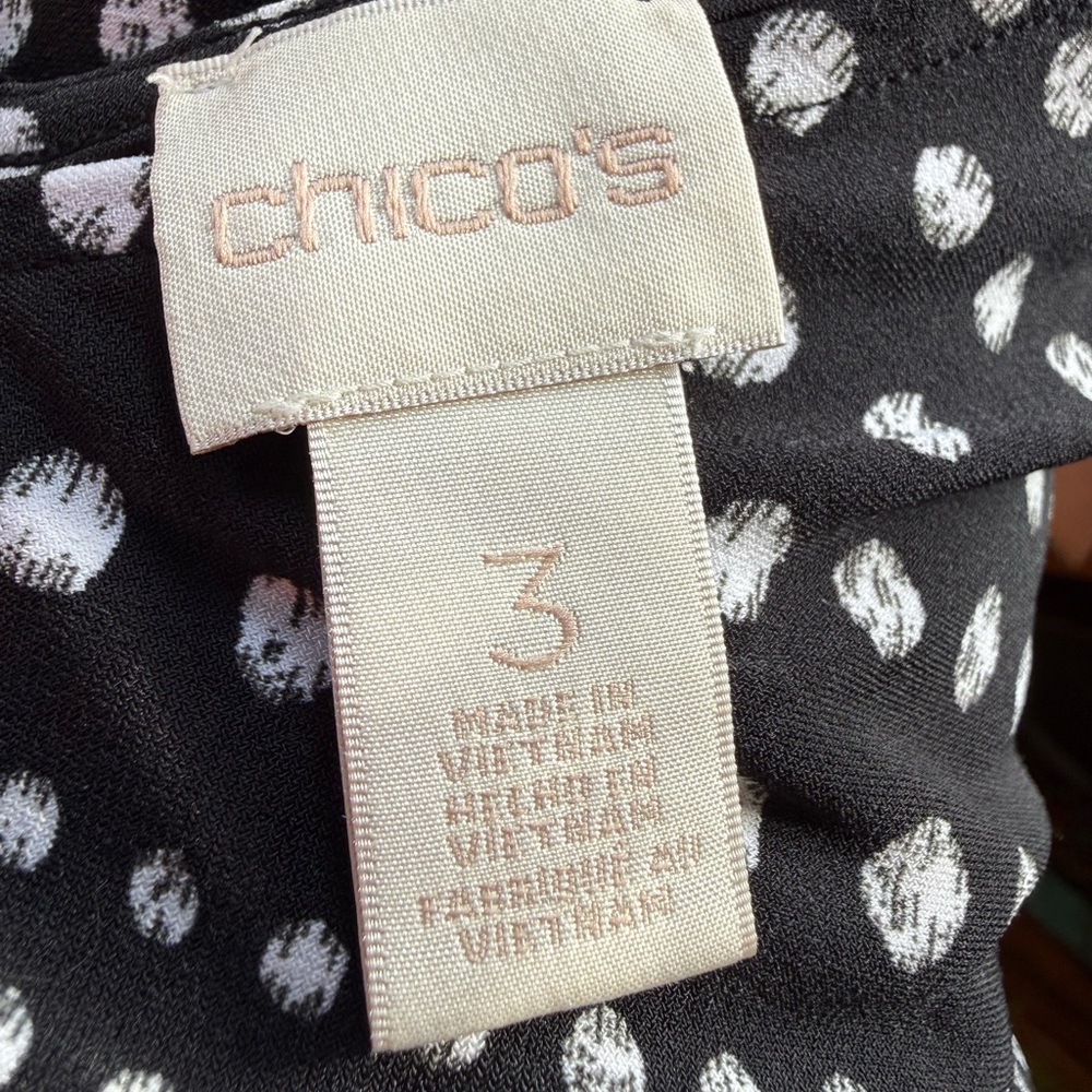 Chicos Polka Dot X Back T Shirt Dress Black White Short Sleeve Womens XL/16 - Picture 7 of 9